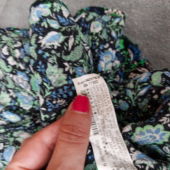 Floral Patterned Green & Blue Womens Dress With Keyhole Back - Picture 8 of 10